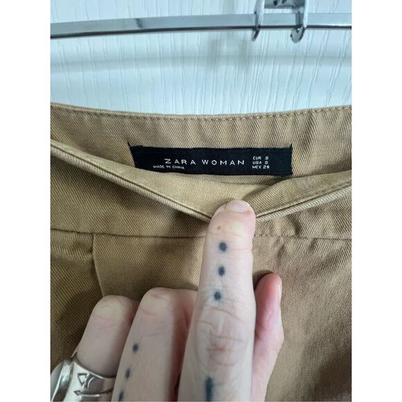 ZARA Brown Wide Leg High Rise Professional Pants With Side Buttons - Picture 3 of 5